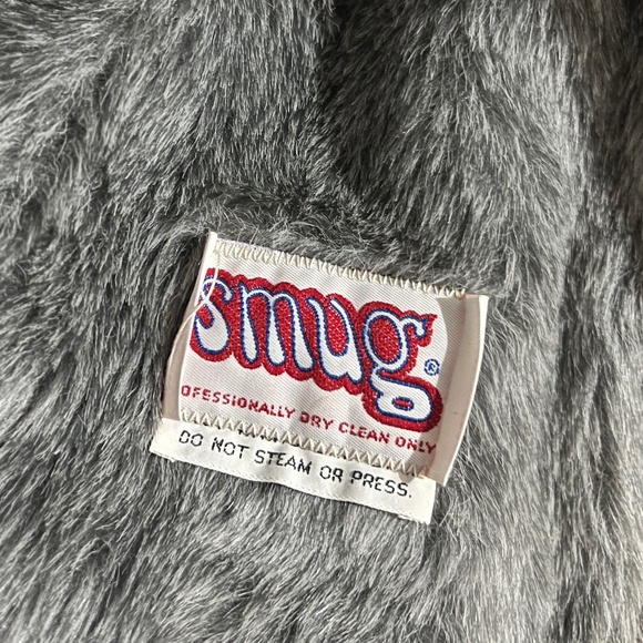 Vintage Smug Women’s Gray Quilted Hooded Faux Fur Long Winter Jacket Sz-M/L - Picture 7 of 7